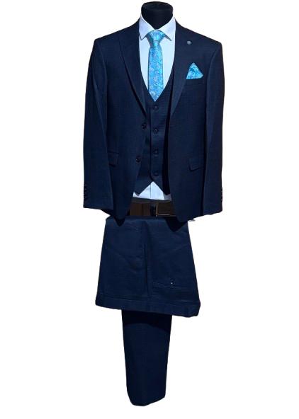 Costum Barbati, 3 Piese, Slim Fit, Bleumarin Inchis