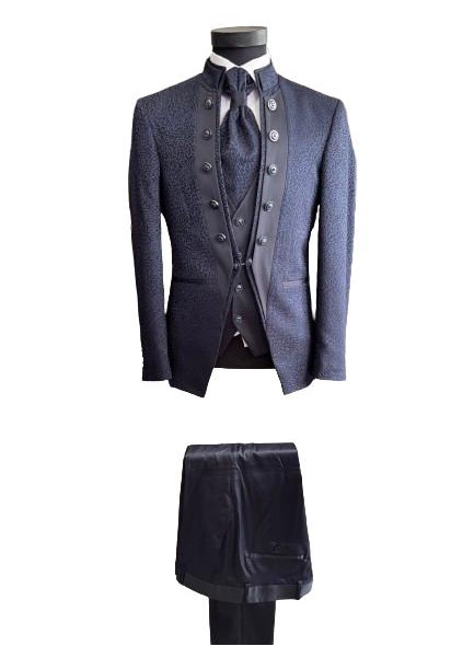 Costum de Ceremonie cu Guler Tunica, 5 piese, Slim Fit
