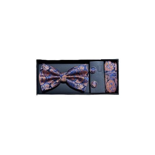 Papion pentru barbati, 3 piese, Cu batista si butoni