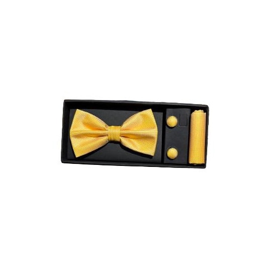 Papion pentru barbati, Set 3 piese, Cu butoni si batista